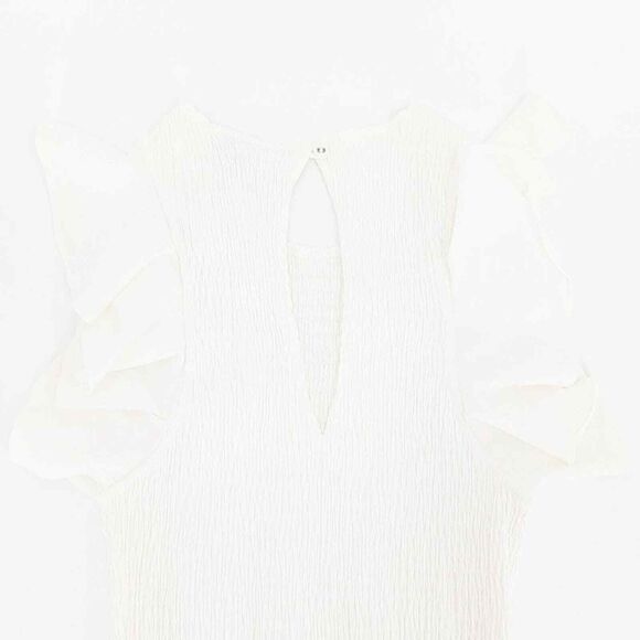 C/Meo Collective Women's Expired Sleeveless Ruffle Smocked White Dress Size 8 - Picture 8 of 10